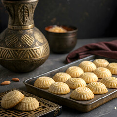 maamoul or mamoul for eid and ramdan on dark background