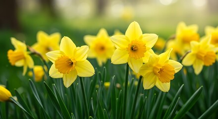 Fototapeta premium Golden Daffodil Meadow: Spring's Embrace AI Generated