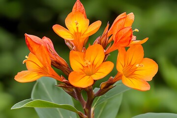 Vibrant Orange Flowers with Green Background in Natural Setting