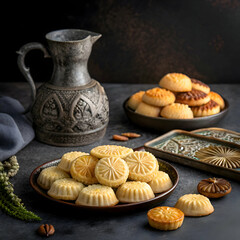 maamoul or mamoul for eid and ramdan on dark background