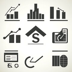 Modern Business Graph Icons for Data Visualization and Analysis