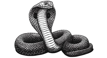 Fototapeta premium Intricate Line Art Illustration: Majestic Cobra in a Hooded Pose AI Generated