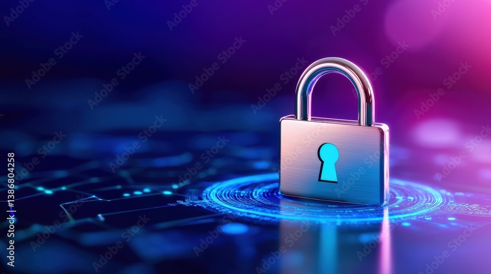 Aufkleber a digital padlock sits on a glowing circuit pattern, symbolizing cybersecurity and digital protectio