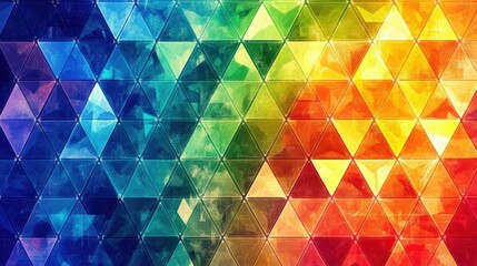 Colorful Geometric Triangle Pattern with Vibrant Rainbow Shades