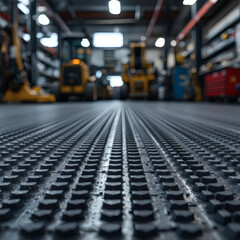 Obraz premium Industrial Charcoal Gray Rubber Tiles - Heavy-Duty Garage Flooring, Durable Workshop Mats, Anti-Slip & Shock-Absorbent for Machinery & Tools