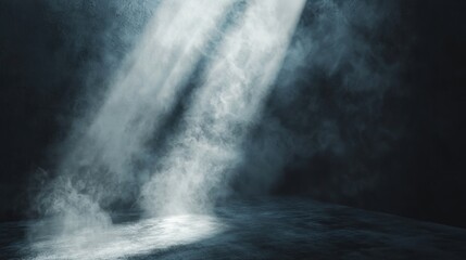 Moody Light Beam Piercing Through Smoky Room