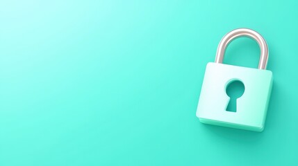 Fototapeta premium A simple mint-colored padlock on a smooth background, symbolizing security and protection.