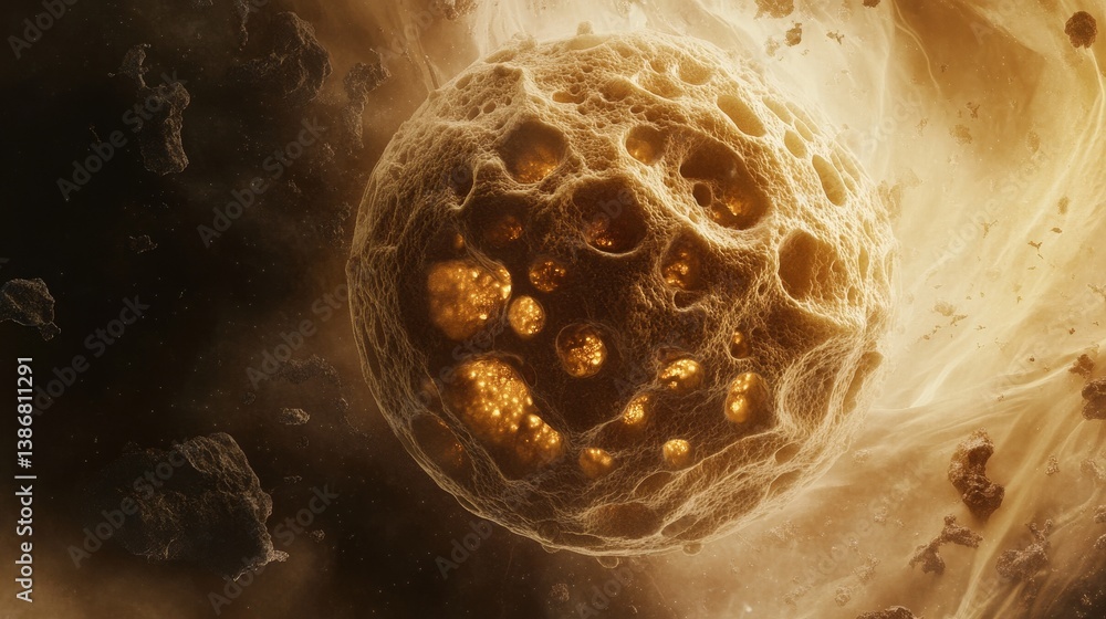 Poster abstract cellular structure with textured surface in a warm toned