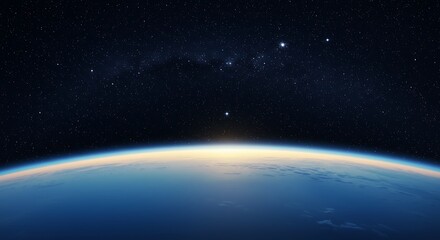 Fototapeta premium Cosmic Dawn: Earthrise Panorama AI Generated