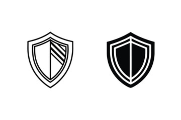 Two Security Shields In Vector Format Black And White Minimalist Style
