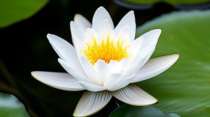 Elegant Water Lily Blooming in Tranquil Pond Setting