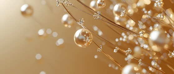 Elegant Gold Background with Pearl Accents and Sparkling Details