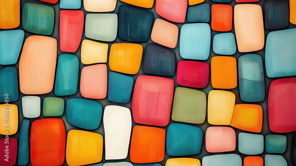Poster an abstract mosaic of brightly colored rounded rectangles creates a lively and eye-catching pattern.