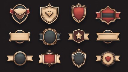 Retro label and badge banner or ribbon set icon illustration