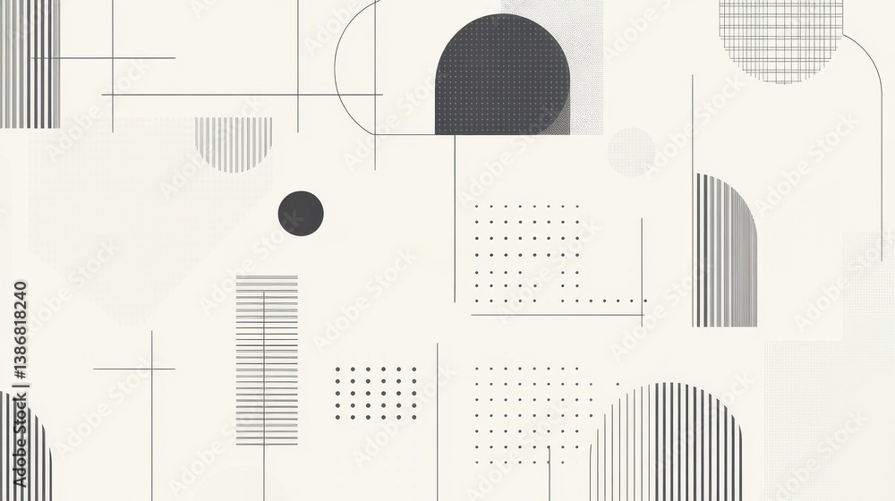 Poster white background with geometric shapes, minimalistic design for banner or presentation. white and gr