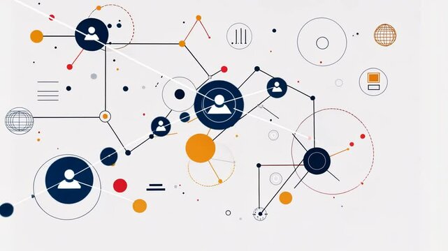 Dynamic network connecting people with animated line in digital communication