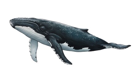 Fototapeta premium Humpback Whale: Detailed Digital Painting of an Ocean Giant AI Generated