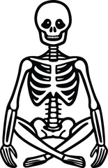 sitting a Human skeleton body