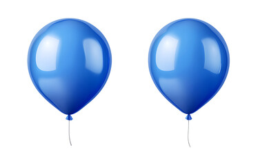 3D realistic blue balloon. Set of two different angles and positions, transparent background