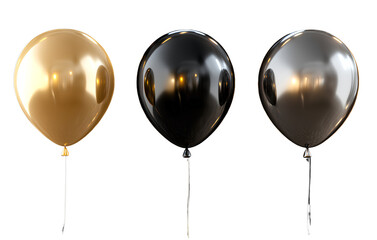 3D realistic party balloons, a clipart set isolated on a transparent background