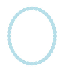 手描きのシンプルでかわいい水色の楕円形の枠のイラスト - コピースペースのある縦長の装飾素材