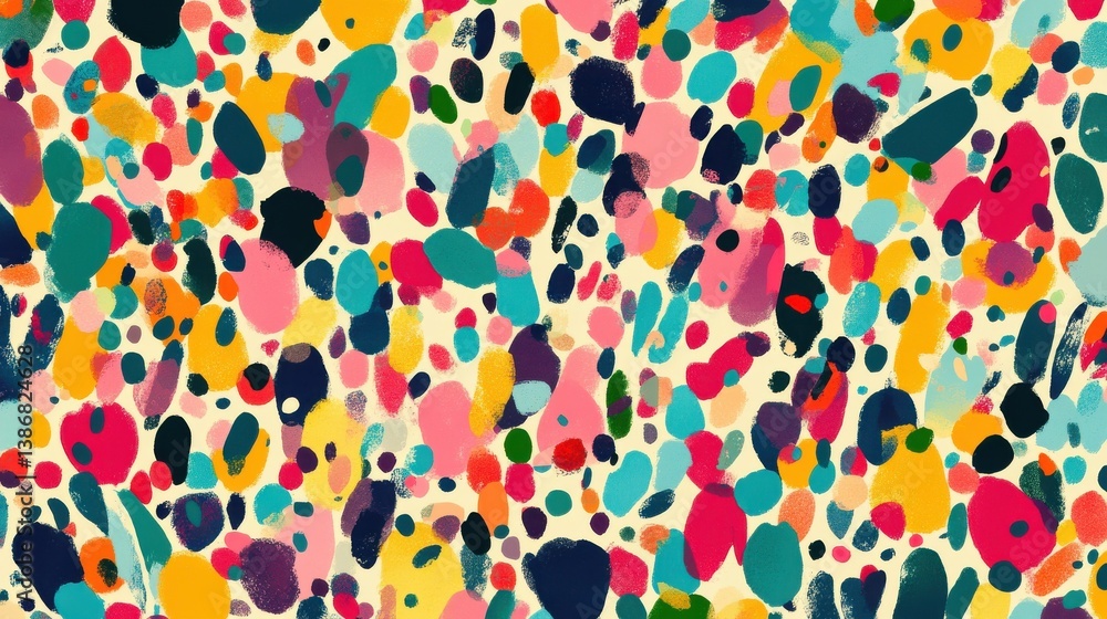 Poster a colorful abstract background with a lot of different shapes and colors. risograph effect, trendy r