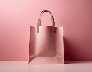 ピンク背景に映える紙袋のモックアップデザイン