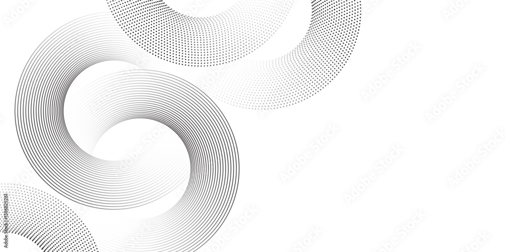 Poster abstract white background with line circle rings. digital future technology concept. abstract backgr