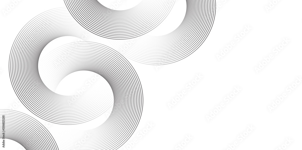 Poster abstract white background with line circle rings. digital future technology concept. abstract backgr