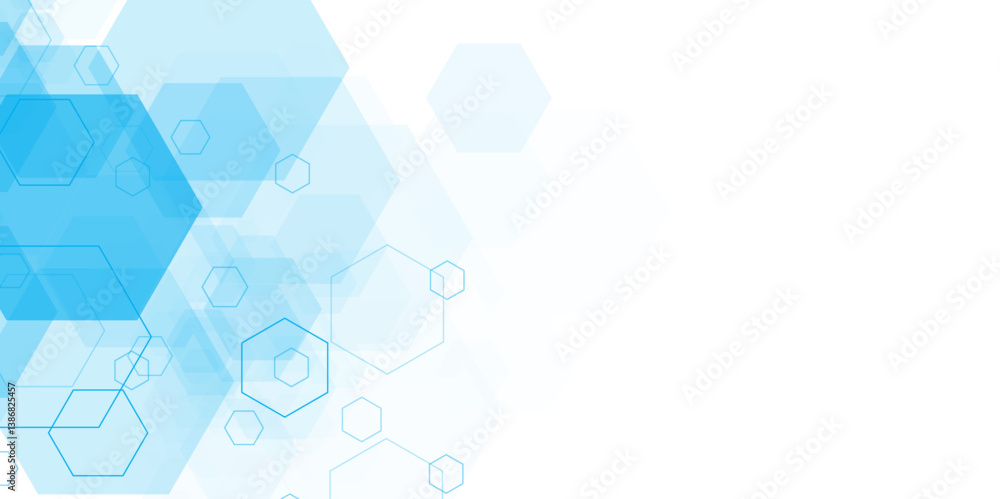 Poster abstract blue hexagon technology background. futuristic medical and tech network design. hexagon. ve