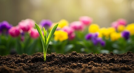 New Life Sprouting Amidst Spring Blooms AI Generated