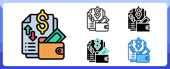 Income Icon Financial Projection and Management Multi Style Design Vector Concept