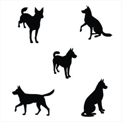 Dog Pose Vector Set - Minimalist Black Silhouette
