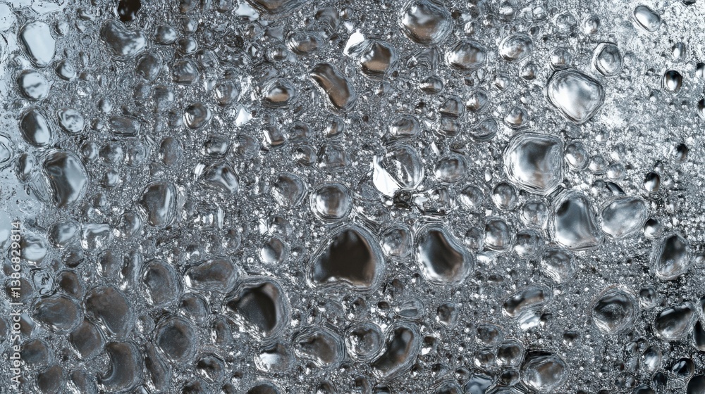 Poster close up texture of liquid shiny metal in silver gray color with highlights and shimmers. liquid met