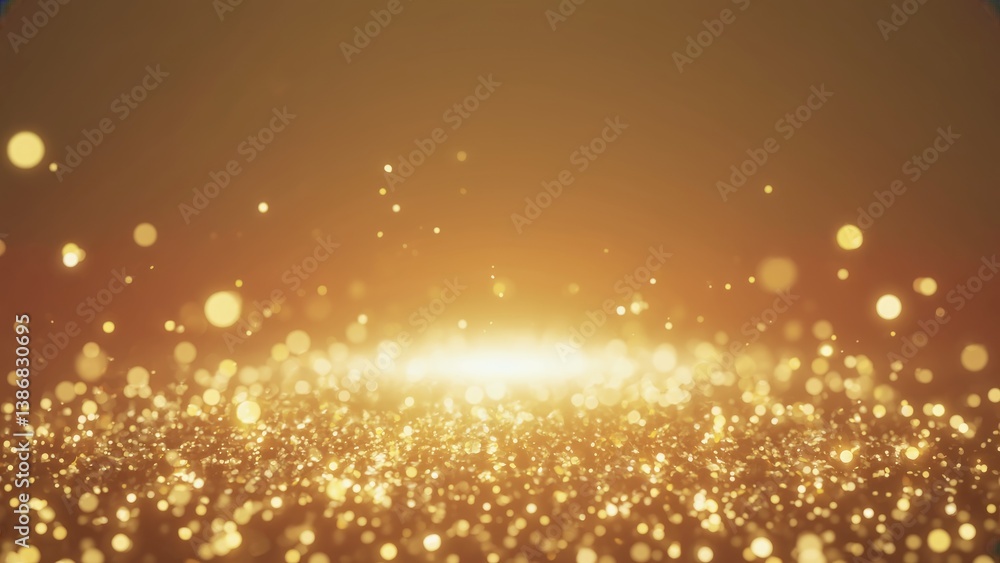 Poster golden sparkle: captivating abstract scene of a field of radiant, golden particles. a brilliant disp
