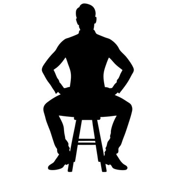 recommend clip art: Man sitting on stool pose
