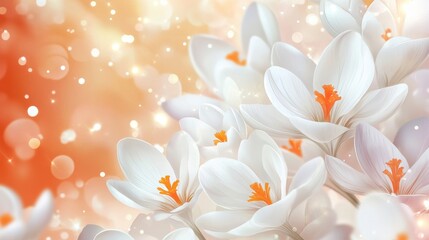 Obraz premium white crocus flowers on bright background with a spring time vibe illustration