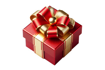 Fototapeta premium Red gift box with Gold bow transparent Background