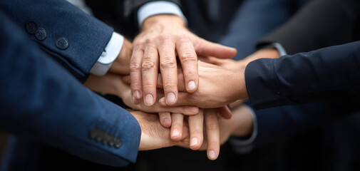 United hands symbolize teamwork and collaboration, showcasing unity and strength in achieving common goals