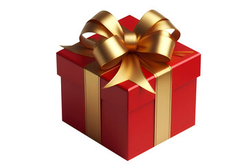 Obraz premium Red gift box with Gold bow transparent Background