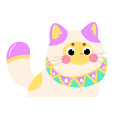 Fototapeta premium cute cat illustration in white pink and yellow