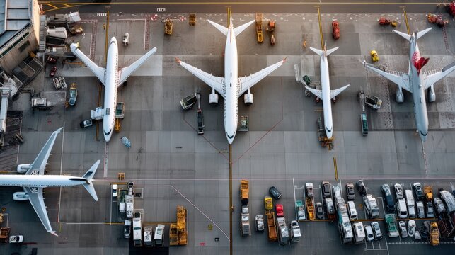 Airport operations overview airport apron aerial photography urban environment abstract viewpoint high fidelity concept