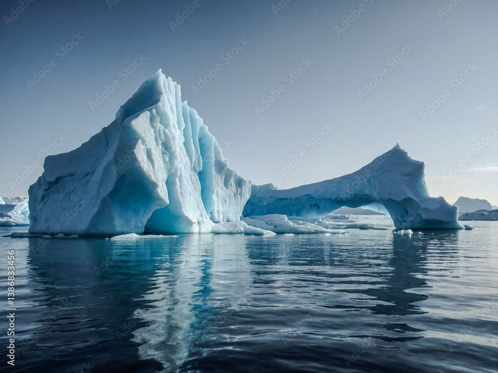 Poster iceberg phenomenon icon with simple color lines.