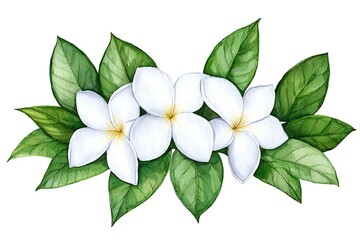 Fototapeta premium Beautiful White Flowers with Green Leaves in a Floral Arrangement