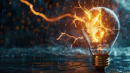 Glowing bulb in front of abstract background showing creative idea concept.

