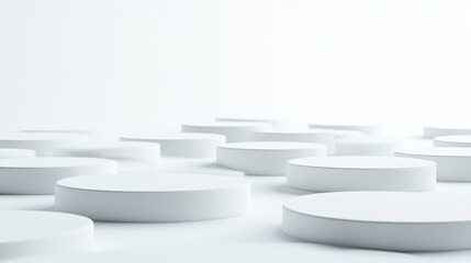 Abstract white circular podiums