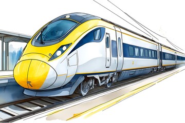 Naklejka premium Modern High-Speed Train Depicted in Colorful Artistic Style