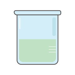 ビーカーのベクターイラスト（主線あり）：実験器具 - Beaker Vector Illustration (with Lines): Laboratory Equipment