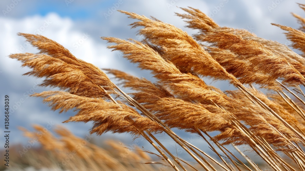 Leinwandbilder tall reeds with golden tips sway softly in a gentle breeze during sunset, creating a calming atmosph