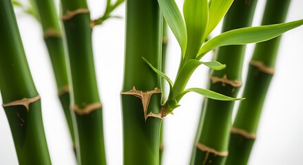Obraz premium Lush Green Bamboo Shoots Against a Bright Background AI Generated